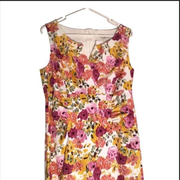 🥑NWT Cleo Cotton Prom Floral Mini Dress Fully Lined Ruched Waist Sleeveless - Picture 7 of 16